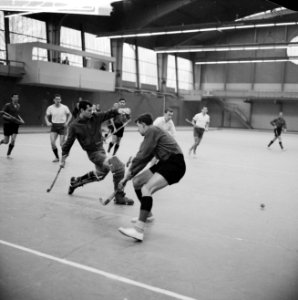 Zaalhockeytoernooi in Eindhoven. Spelmoment, Bestanddeelnr 913-3753