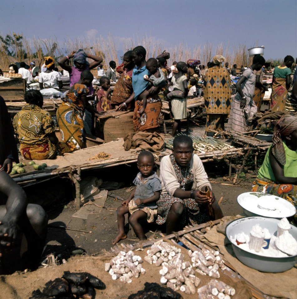 Zaire (voorheen Belgisch Congo ) markt op het platte land, Bestanddeelnr 254-9368