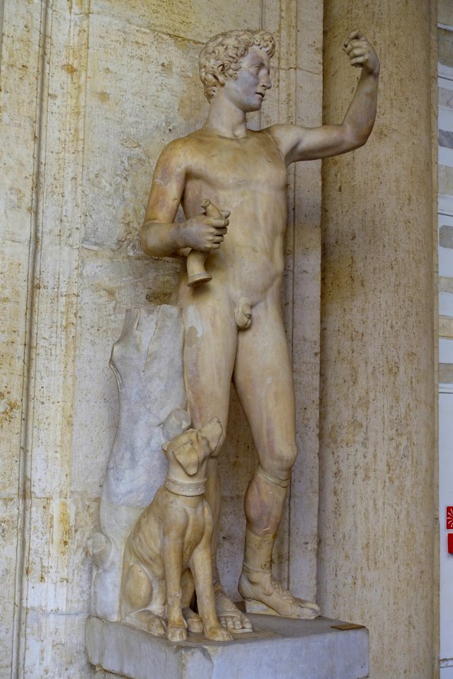 Youth with dog, known as Endymion, S 36, Roman, 1st century AD, marble, after a Greek work from the late 4th century BC - Musei Capitolini - Rome, Italy - DSC06135