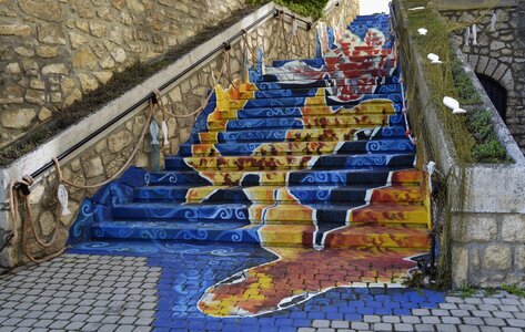 Blue blue stairs art