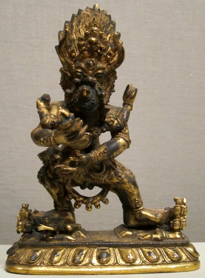 Yamantaka statue from Nepal, 18th-19th century, gilt bronze, Honolulu Museum of Art