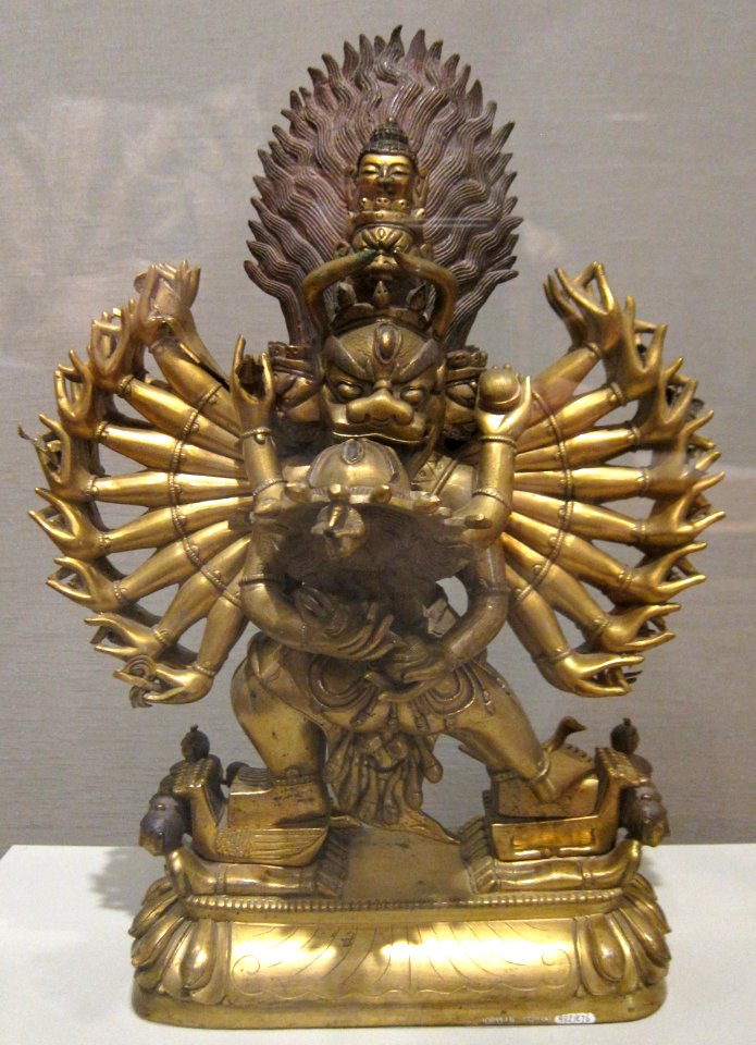 Yamantaka statue from Tibet, 19th century, gilt bronze, Honolulu Museum of Art
