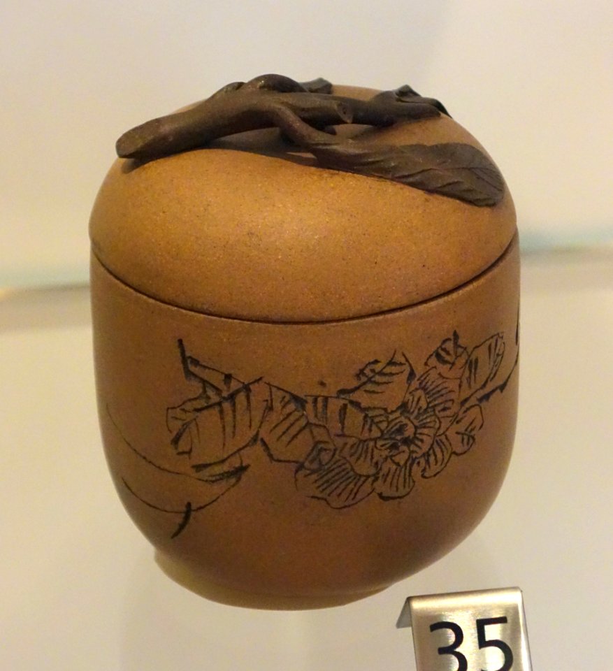 Yixing wine cup in covered hot water container, China, Shoushi, 1919 AD, stoneware - Royal Ontario Museum - DSC03862