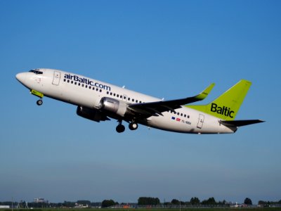YL-BBX Air Baltic Boeing 737-36Q(WL) takeoff from Schiphol (AMS - EHAM), The Netherlands, 11june2014, pic-2