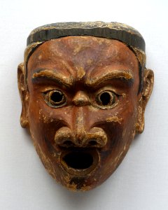 Yashaten gyodo mask, formerly passed down at Niutsuhime Jinja, Wakayama, Japan, Kamakura period, 1300s AD, wood with polychromy - Tokyo National Museum - Tokyo National Museum - Tokyo, Japan - DSC09070