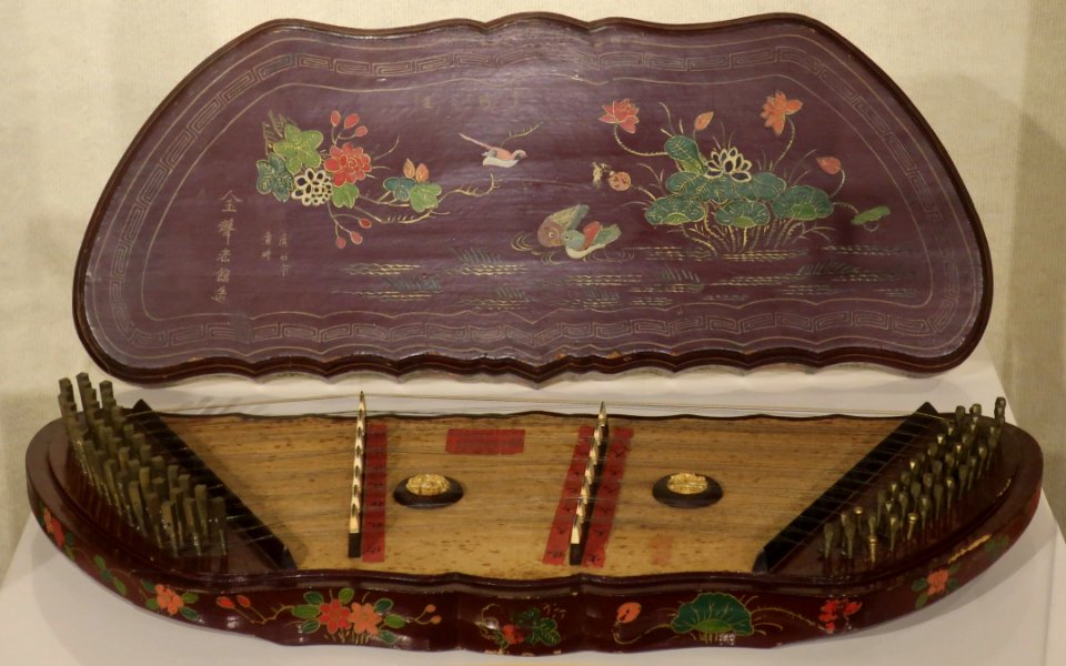 Yangqin (butterfly harp) from china, wood, metal and paint, East-West Center