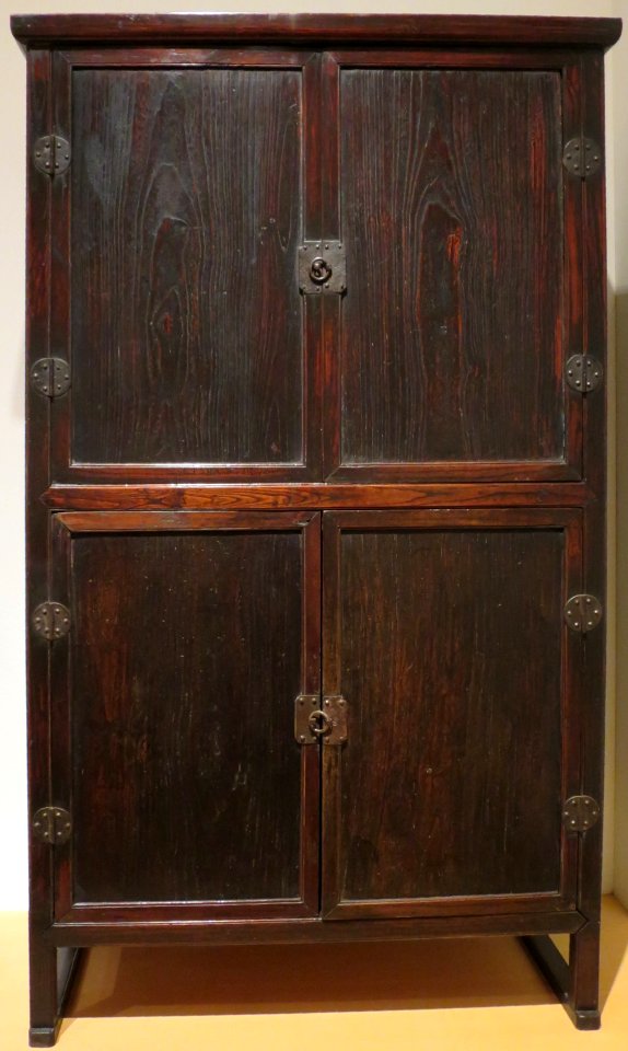 Yangban book cabinet, Korea, Choson dynasty, early 19th century, pine, sandlewood and brass, HAA