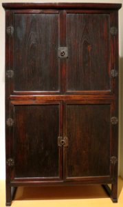Yangban book cabinet, Korea, Choson dynasty, early 19th century, pine, sandlewood and brass, HAA