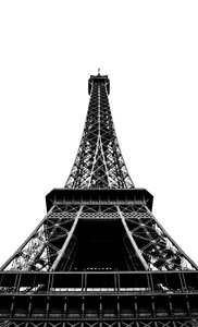 Eiffel tower landmark black and white