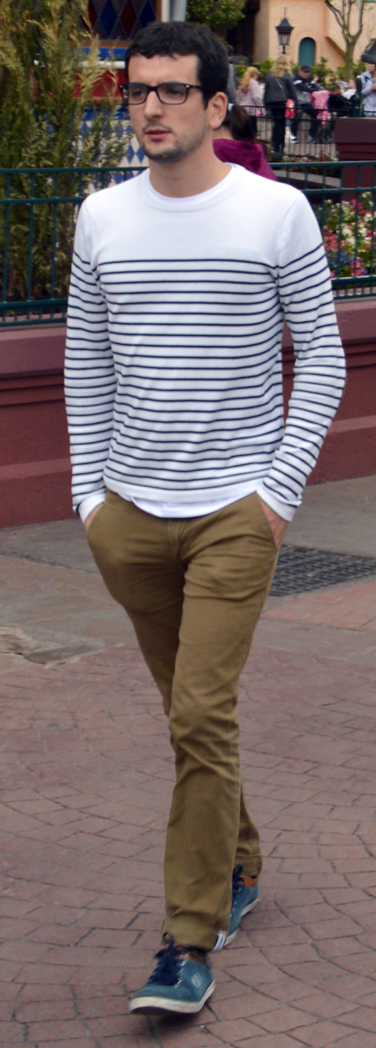 Young man with glasses in marinière sweater