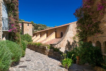 Blue sky village architecture