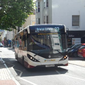 YX68 UJW (Compass Bus Route 37) at Trafalgar Street, North Laine, Brighton (29 June 2019)