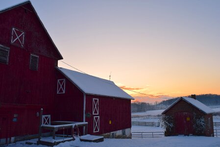 Snow house sunrise photo