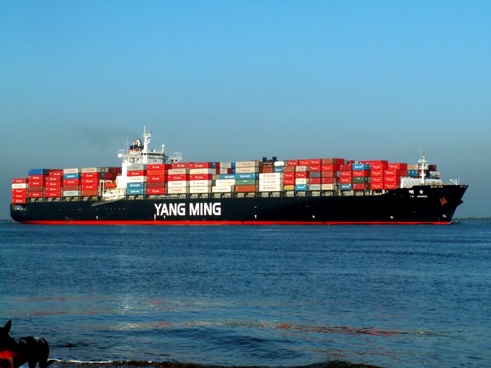 YM Green p1 approaching Port of Rotterdam, Holland 09-Jan-2006
