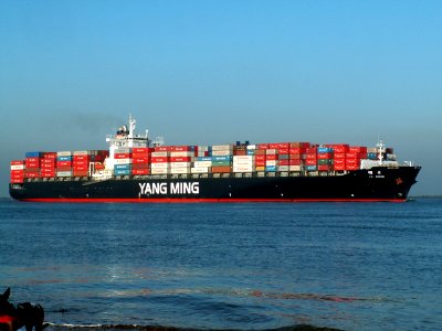 YM Green p1 approaching Port of Rotterdam, Holland 09-Jan-2006