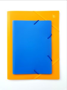 Yellow-Blue 3-flap A4-A5 folders with elastic straps - A photo