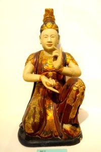 Young girl attending an immortal, So pagoda, Ha Tay province, early 16th century AD, lacquered wood - Vietnam National Museum of Fine Arts - Hanoi, Vietnam - DSC04970
