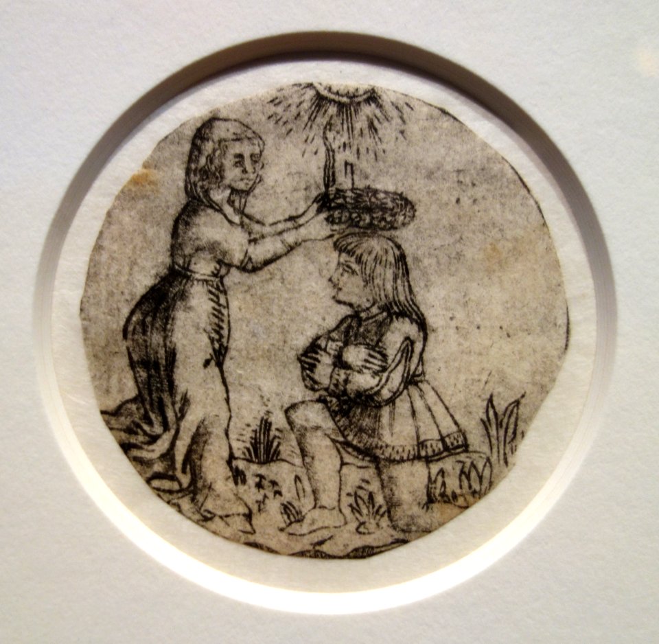 Youth Crowned by a Lady, by the Florentine 'Fine Manner' Engraver, second half of 15th century, engraving - National Museum of Western Art, Tokyo - DSC08236