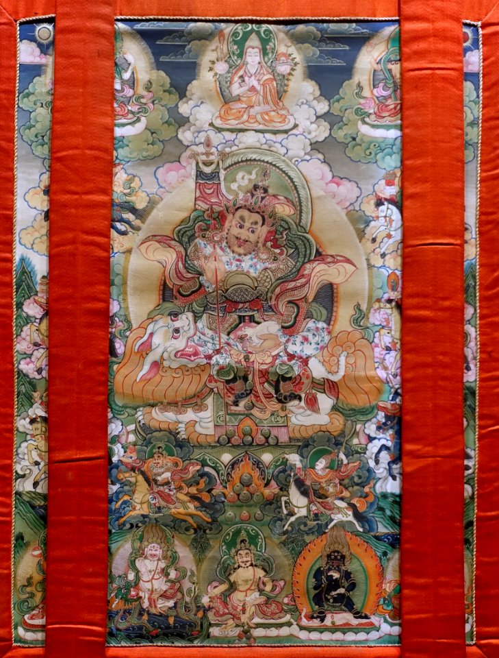 Yellow Jambhala, 1644-1911 AD, thangka - Sichuan University Museum - Chengdu, China - DSC06199