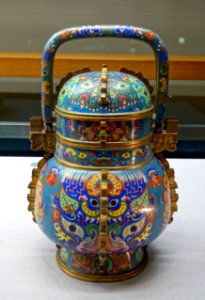 You wine container, Taotie design, China, Qing dynasty, 1800s AD, cloisonne - Tokyo National Museum - Tokyo, Japan - DSC08273
