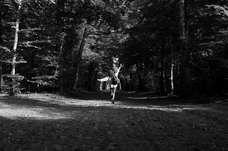 Forest black and white woman