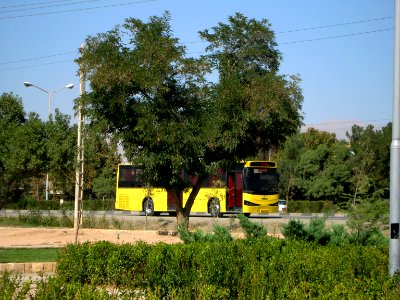 Yellow Bus for an Organization - Road 44 east of Iran - near Simorgh Culture house - Nishapur 1