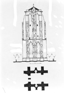 Zierikzee, St Lievensmonstertoren Opstand en plattegrond met traptoren, Bestanddeelnr 253-7296