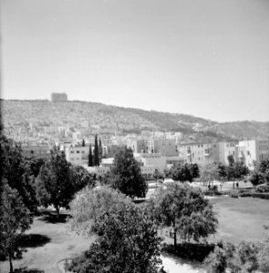 Zicht op de stad Haifa die tegen de bergen is gebouwd, Bestanddeelnr 255-2078