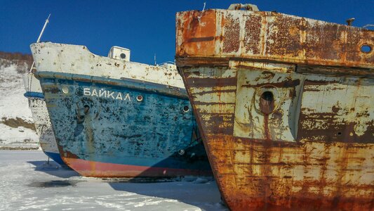 Lake baikal boats wreck
