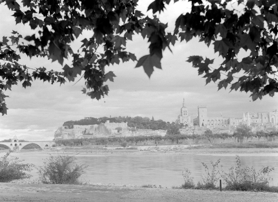 Zicht op de stad Avignon aan de rivier de Rhône, Bestanddeelnr 191-0423