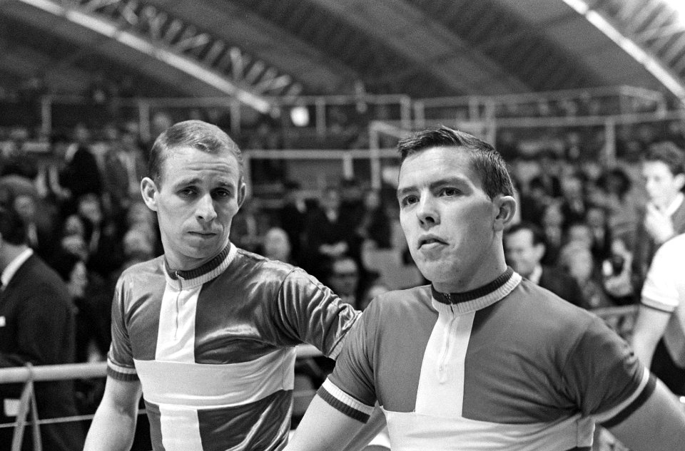 Zesdaagse in de RAI. Renner links is Freddy Eugen (Denemarken) en rechts Palle L, Bestanddeelnr 919-8717