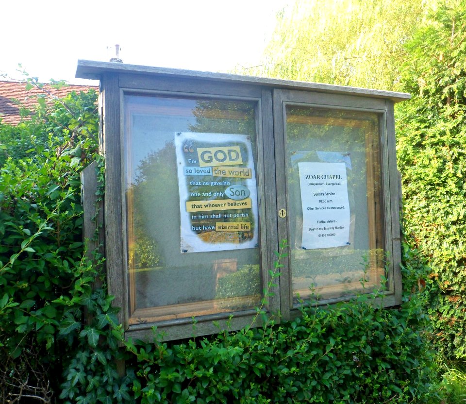 Zoar Independent Chapel, Wisborough Green (July 2014) (Noticeboard)