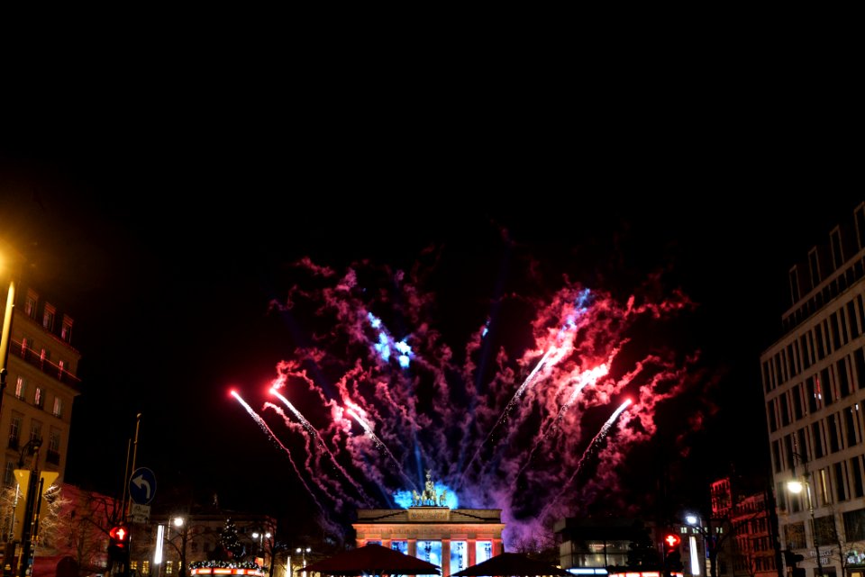 ZDF new year TV show Brandenburg gate for 2021 firework from Unter den Linden 17