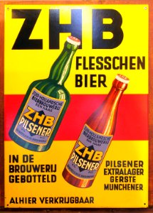 ZHB Flesschen bier enamel advertising sign