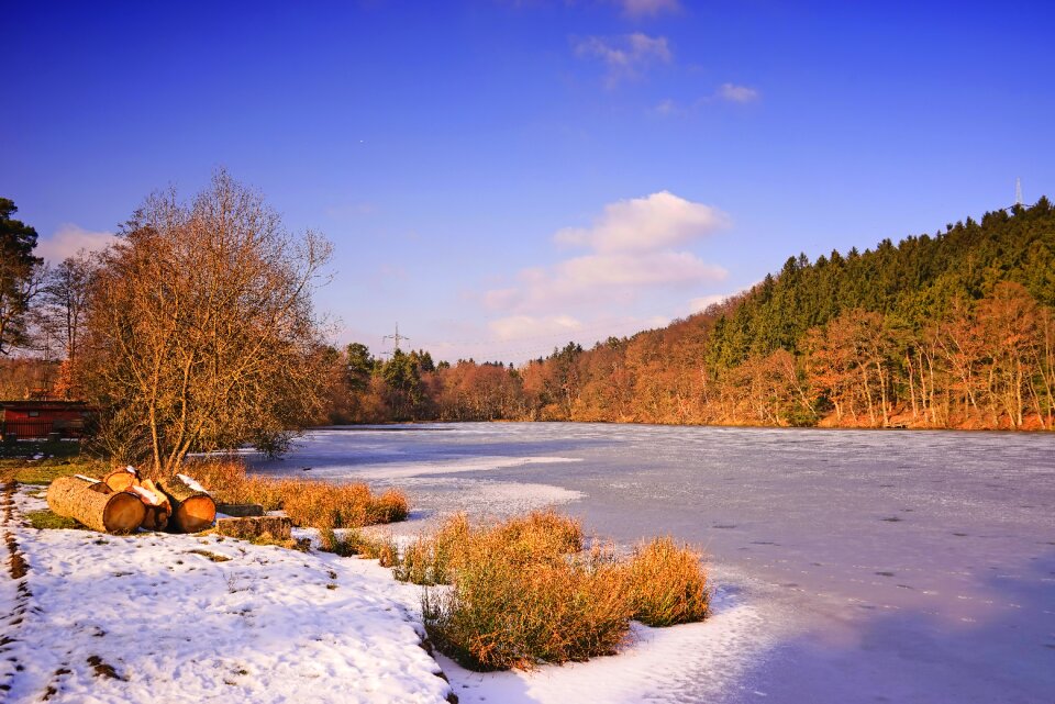 Lake frozen over pond ice