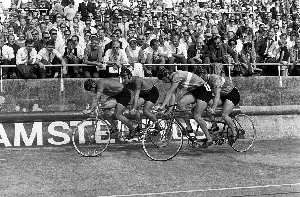 WK Wielrennen, finale tandem amateurs sur place tussen Frankrijk en Italie, Bestanddeelnr 920-6425