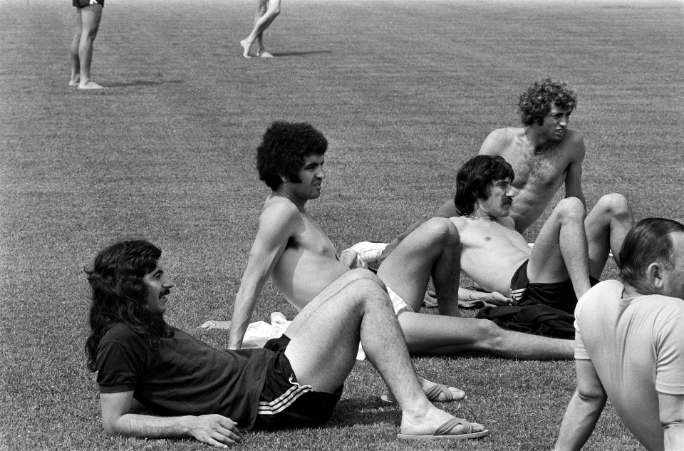 WK voetbal 1974 Argentijnen in trainingskamp vlnr Ayala, Telchcc, Glaria, W, Bestanddeelnr 927-2800