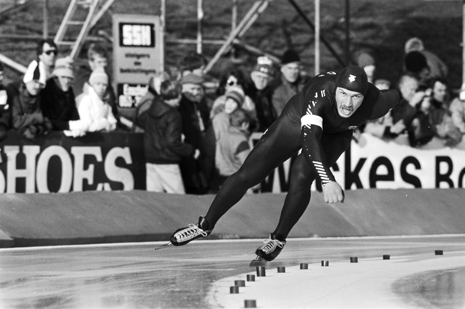 WK Sprint schaatsen in Alkmaar. De Rus Klebnikov in aktie, Bestanddeelnr 931-9572