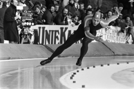 WK Sprint schaatsen in Alkmaar. Lieuwe de Boer in aktie, Bestanddeelnr 931-9573