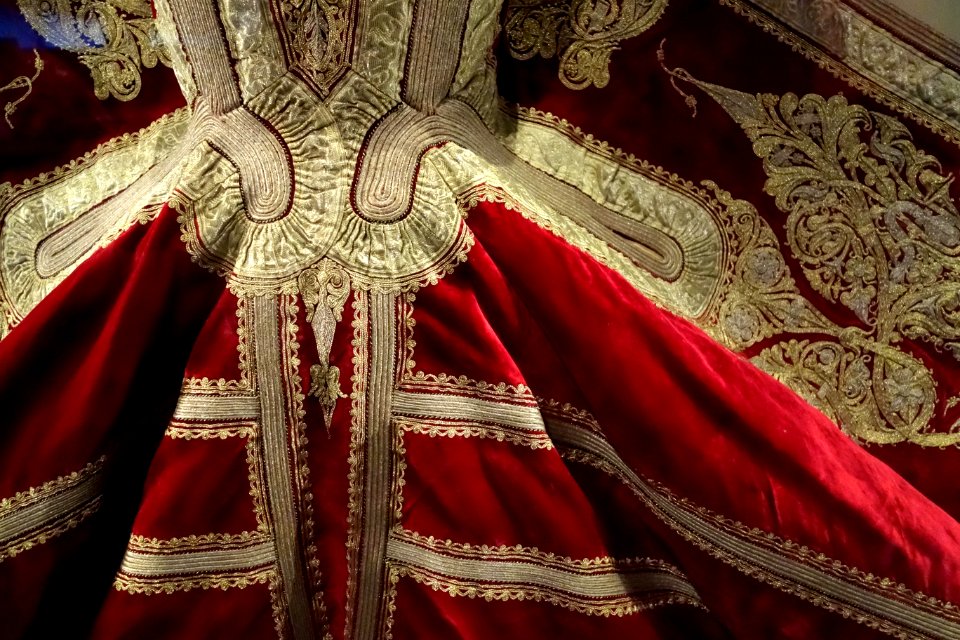 Woman's sleeveless jacket, Albania, view 3, mid 19th century, silk, gold, silver, embroidery - Royal Ontario Museum - DSC04442