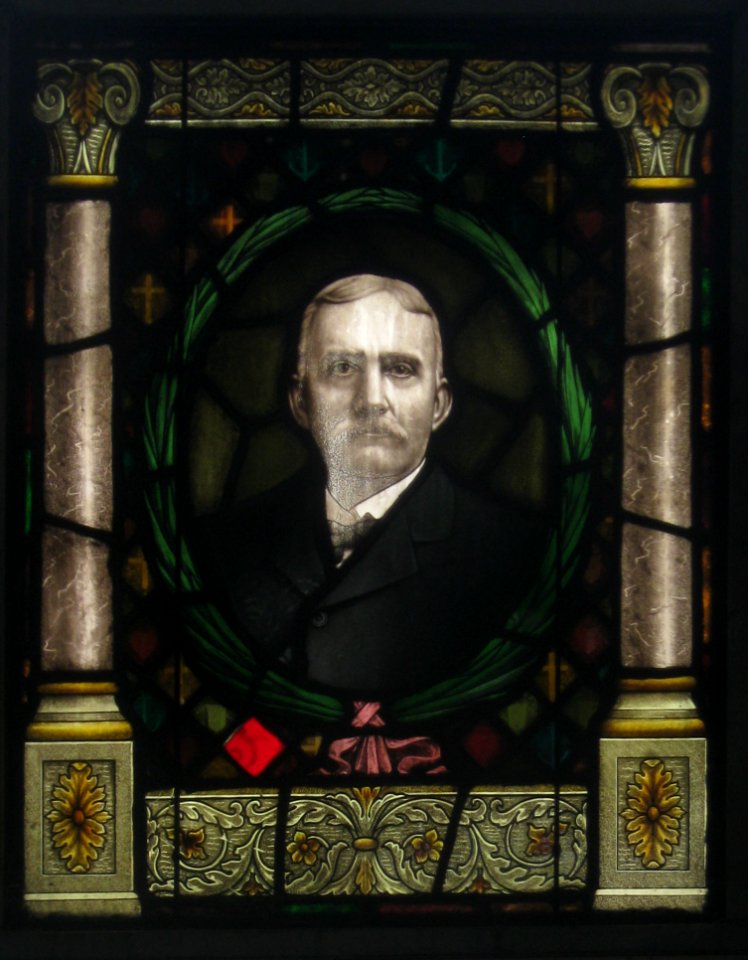 Wm. H. Teets mausoleum, stained glass, Union Dale Cemetery, 2020-10-24, 01