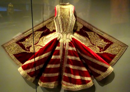 Woman's sleeveless jacket, Albania, view 1, mid 19th century, silk, gold, silver, embroidery - Royal Ontario Museum - DSC04436