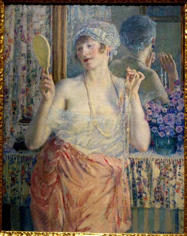 Woman Before a Mirror, by Frederick Carl Frieseke, c. 1912, oil on canvas - Dallas Museum of Art - DSC04851