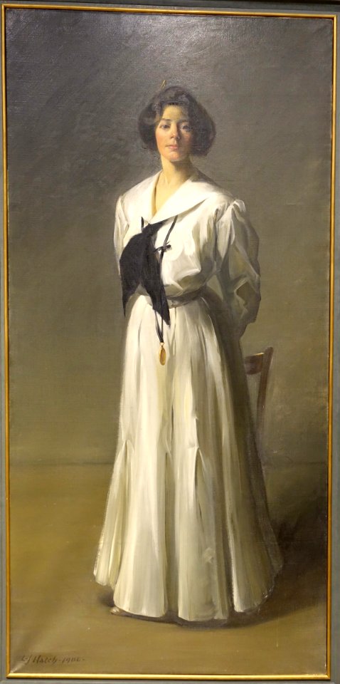 Woman in White (Grace Hatch) by Lorenzo Hatch, 1906, oil on canvas - Bennington Museum - Bennington, VT - DSC09058