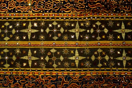 Woman's ceremonial skirt (tapis), Kauer people, Lampung, Sumatra, Indonesia, view 2, early 20th century, cotton, silk, glass mirrors - Textile Museum of Canada - DSC01022