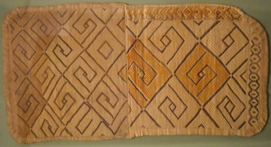 Woman's ceremonial overskirt, Shoowa, late 19th century, raffia palm fiber, plain weave, cut-pile embroidery, HMA