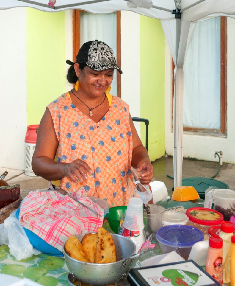 Woman selling pies