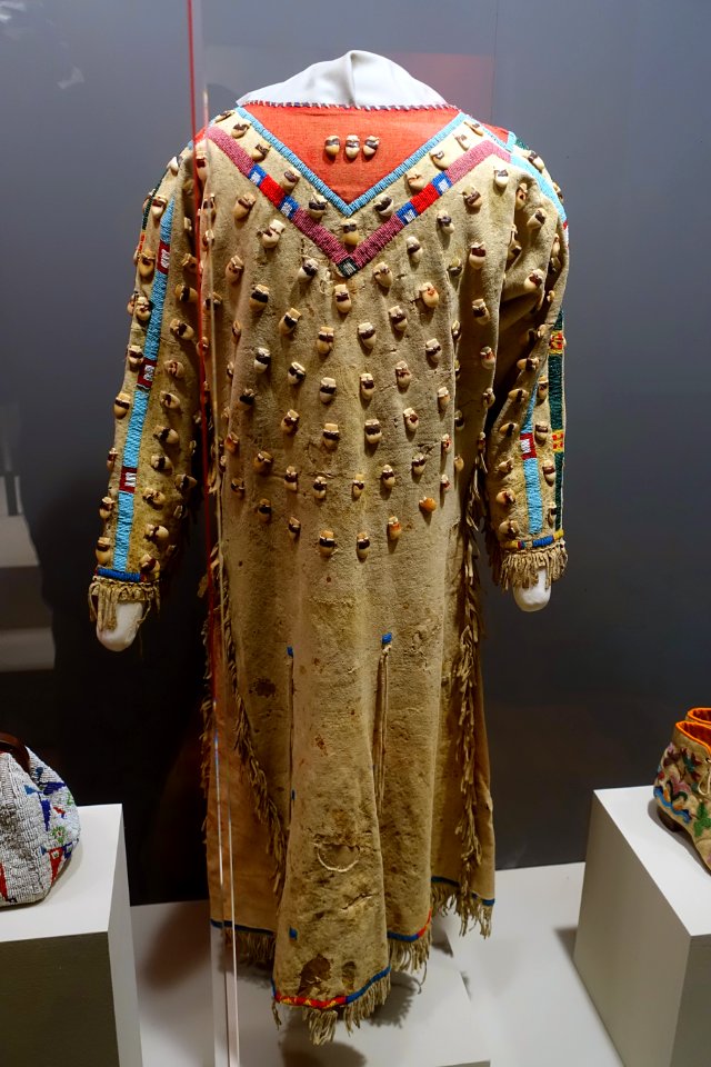 Woman's dress, Crow, c. 1885, elk teeth, bone, glass beads, hide - Portland Art Museum - Portland, Oregon - DSC09138