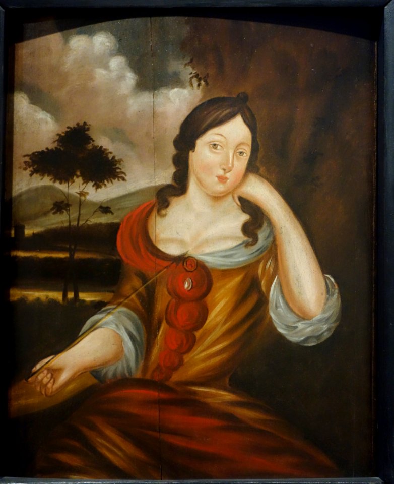 Woman Holding an Arrow, artist unknown, c. 1730, oil on panel - Brooklyn Museum - DSC09258