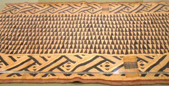 Woman's ceremonial overskirt, Bushong people, 20th century, raffia palm fiber & bark cloth, HMA